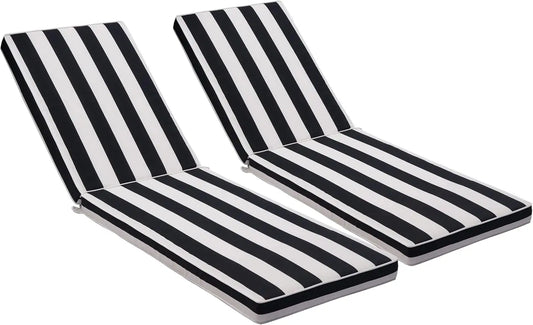 Outdoor Lounge Chair Cushion Set With Straps And Removable Covers