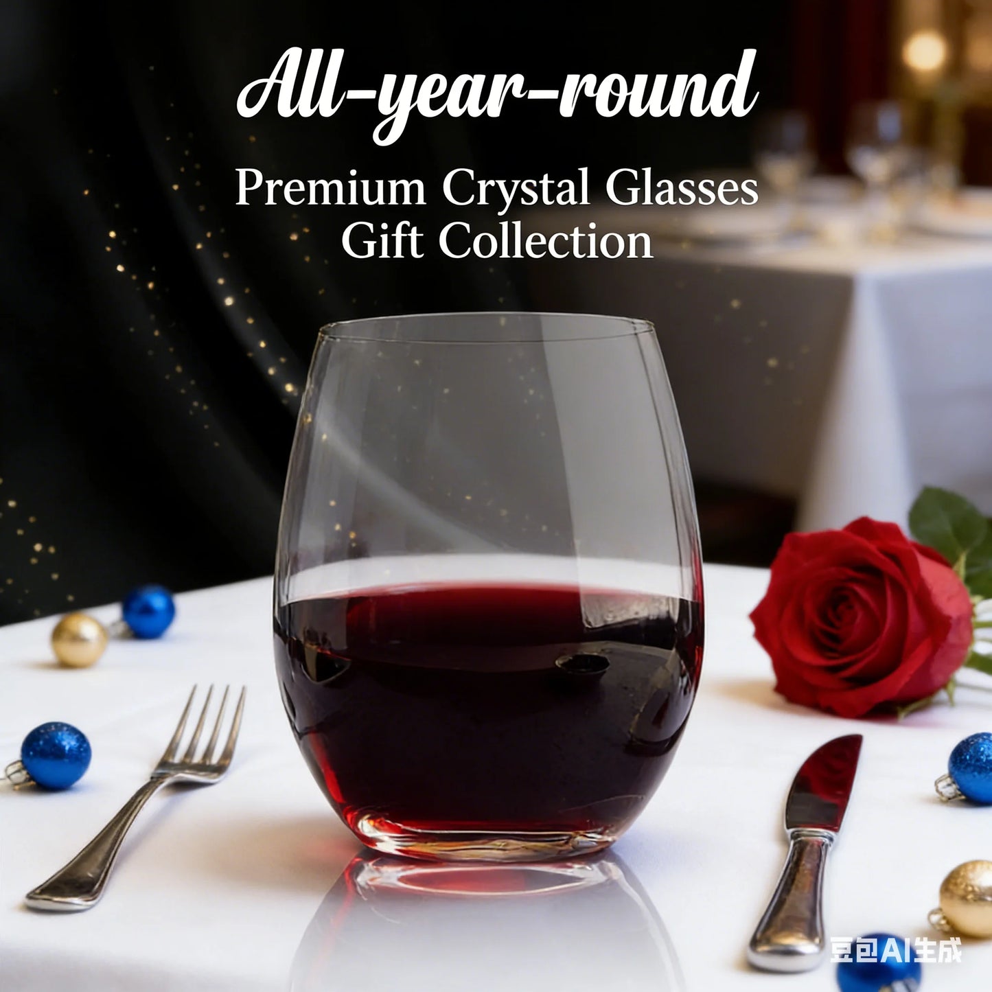NONEDrinkware Stemless Wine Glasses Set of 4