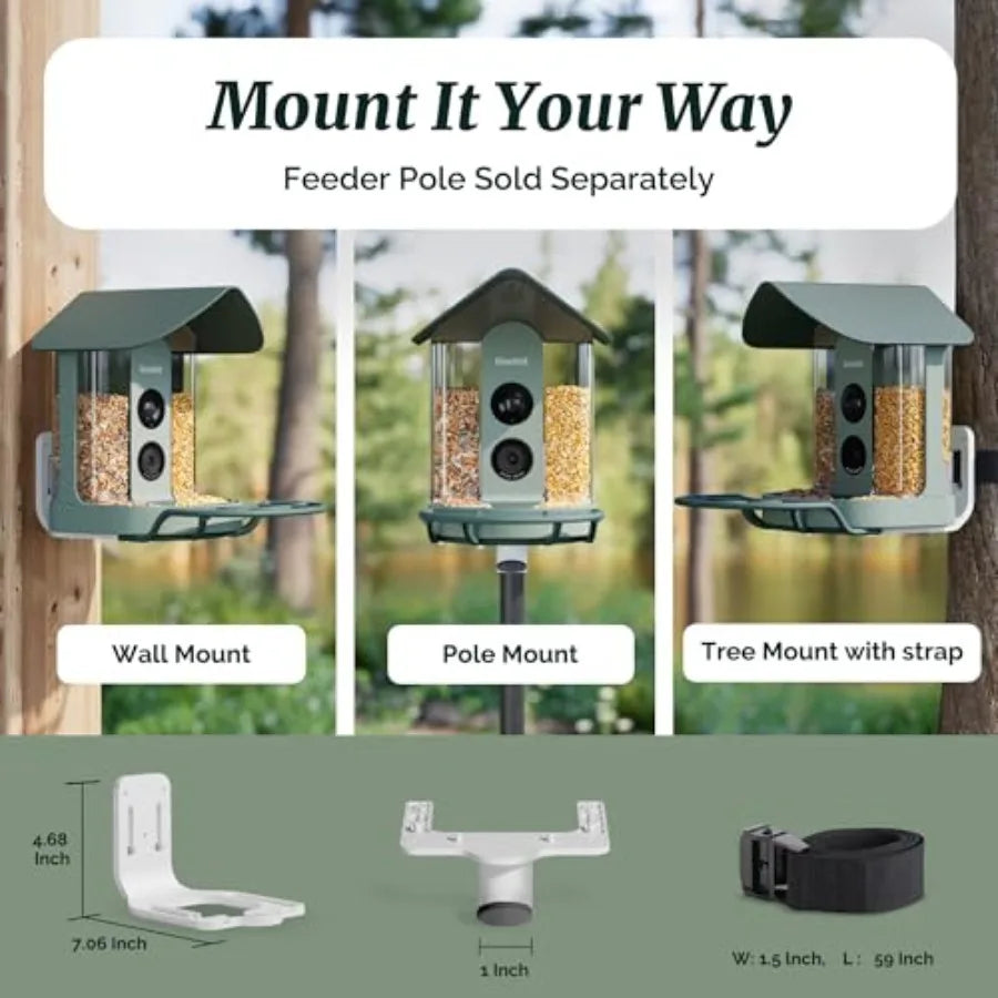 SHXI Smart Bird Feeder With 4K Camera Solar Powered Outdoor