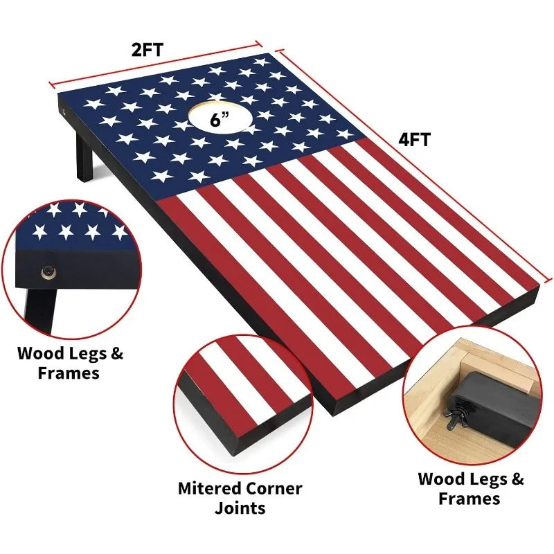 Wood Cornhole Boards Set Indoor Outdoor Game With Carry Case