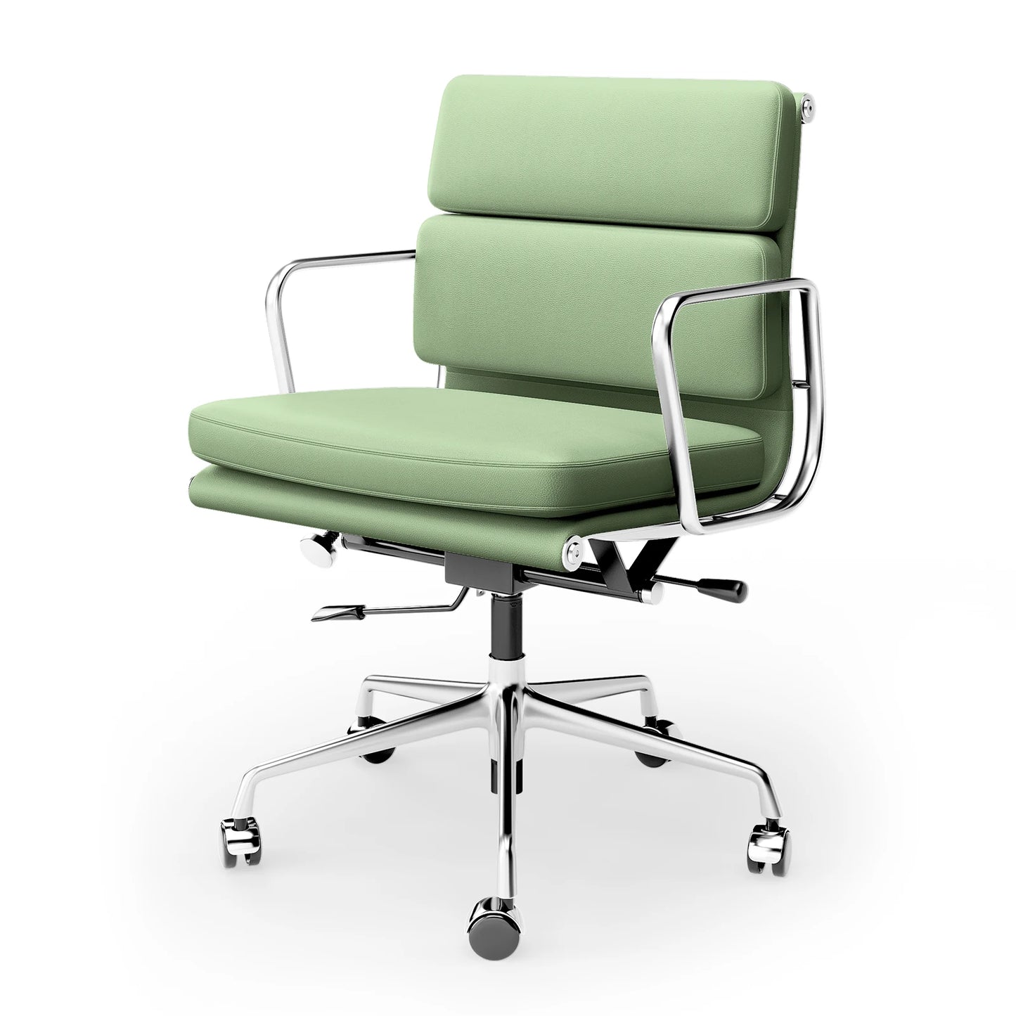 Furgle Mid Back Genuine Leather Ergonomic Office Chair With Lumbar Support