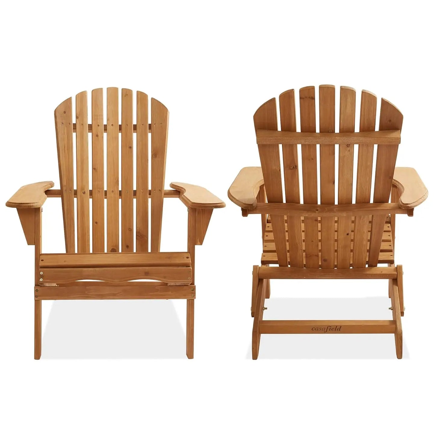 Folding Adirondack Chair Set Cedar Wood Outdoor Loungers