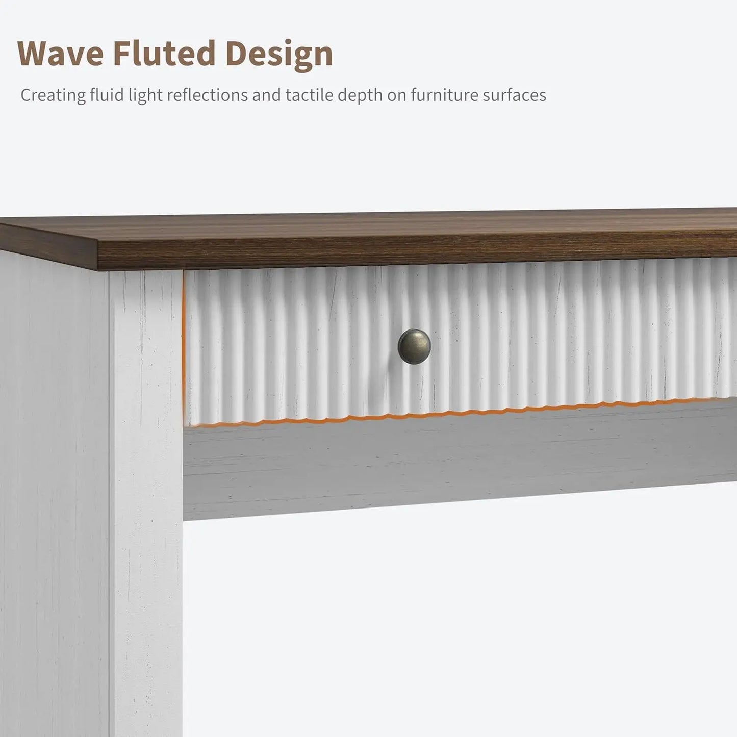 HiMISS Modern Executive Desk With Charging Station And File Cabinet