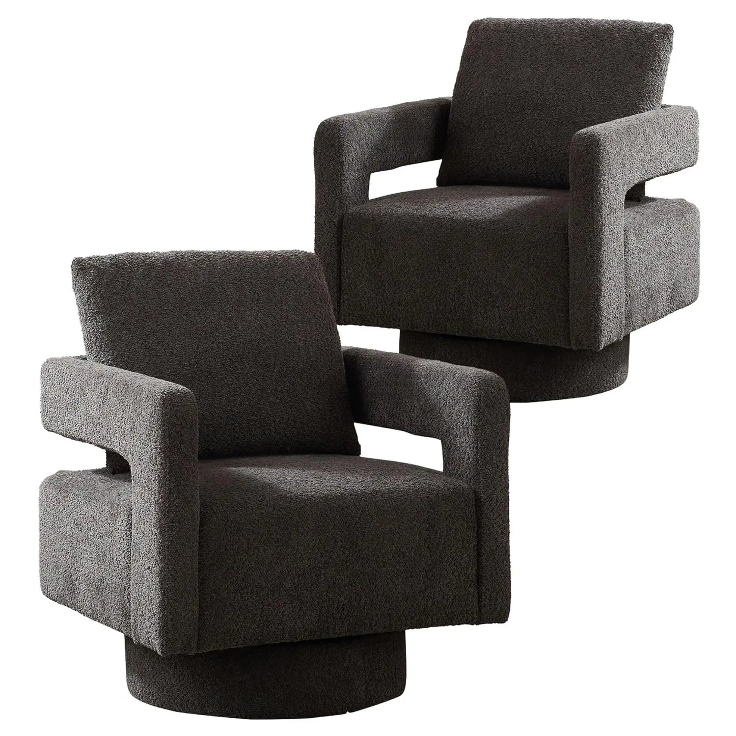 Upholstered Swivel Accent Chair Set Of 2 Open Back Barrel Chair