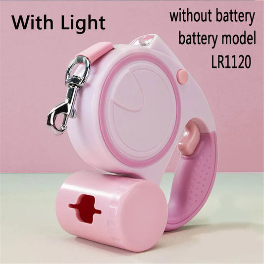 NONECN Led Lights Retractable Dog Leash With Garbage Bag Holder