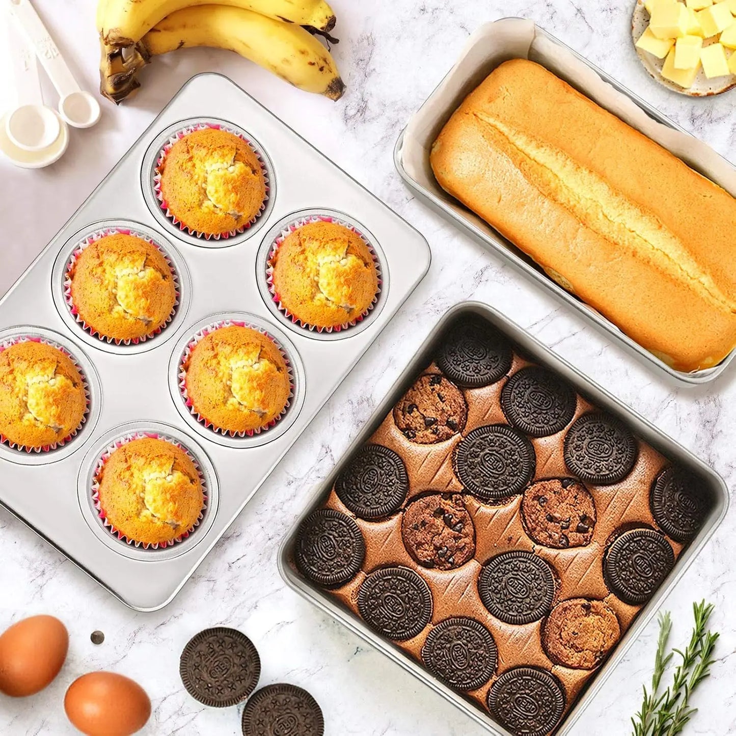 Stainless Steel Baking Pan Set with Lid and Cooling Rack
