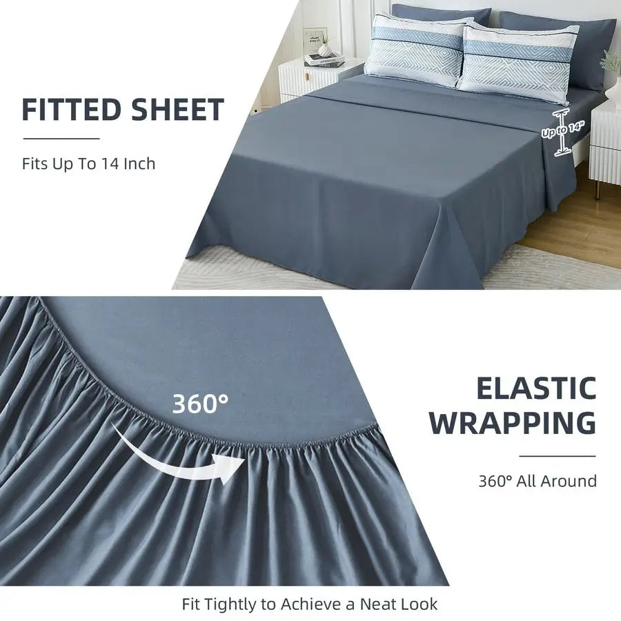 Comforter Set Bed In A Bag Boho Stripe Microfiber Bedding