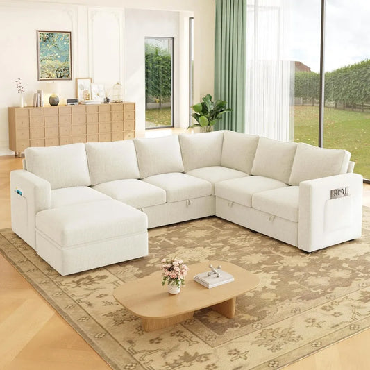 Modular U Shaped Sectional Sofa With Storage