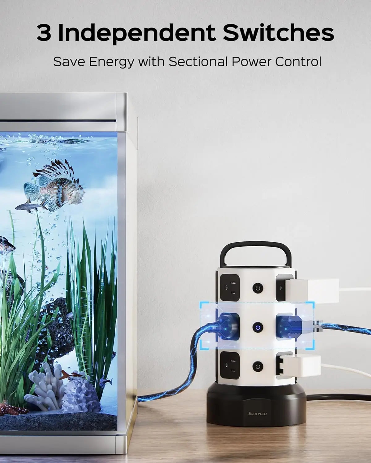 Retractable Power Strip Tower With 12 Outlets And USB Ports