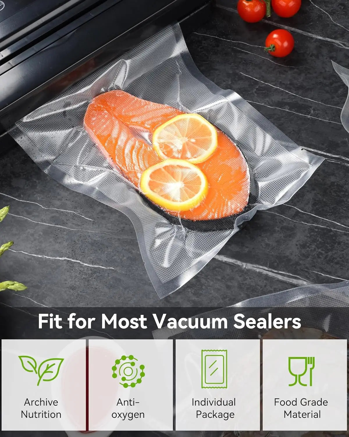 Food Vacuum Sealer Bags 300-Count BPA-Free Sous Vide Compatible
