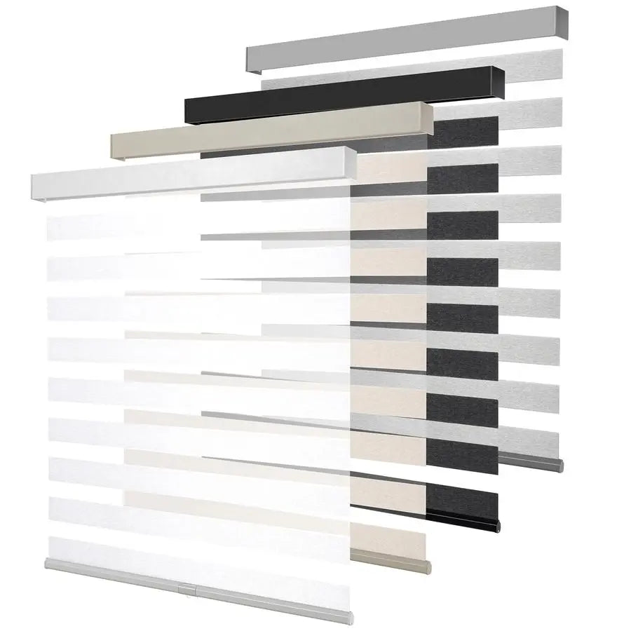 FreeStop Zebra Roller Blinds With Valance Light Filtering Dual Layers