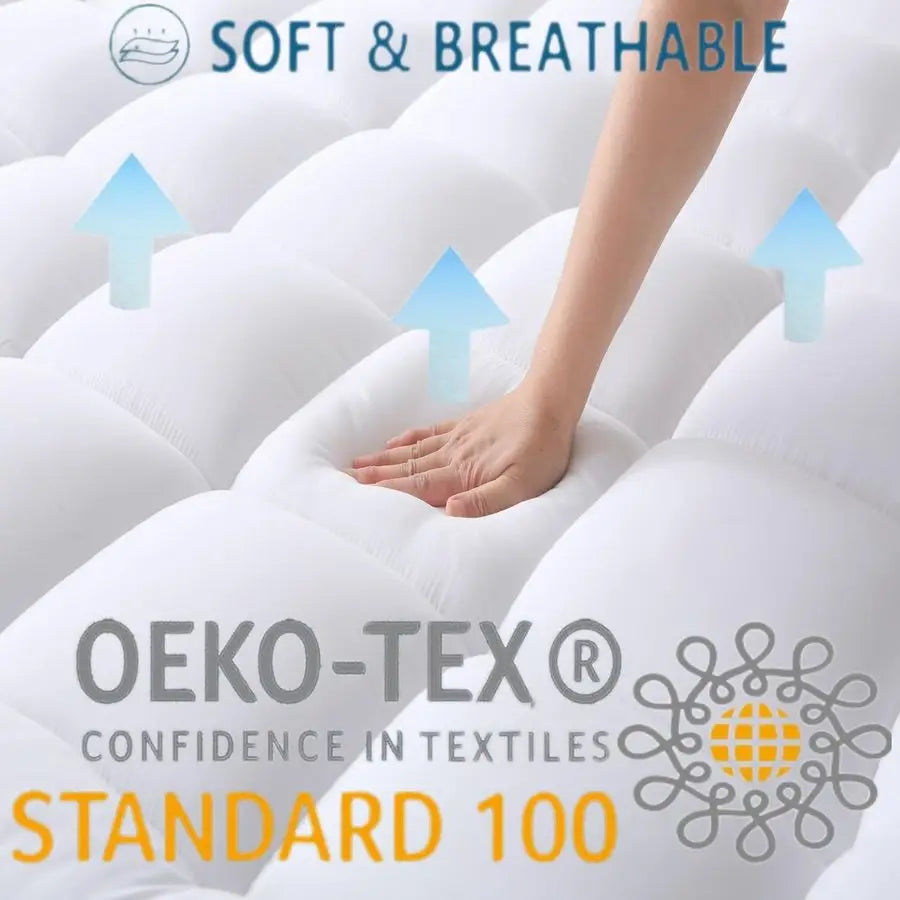 Breathable Quilted Mattress Topper for Comfort and Soft Support
