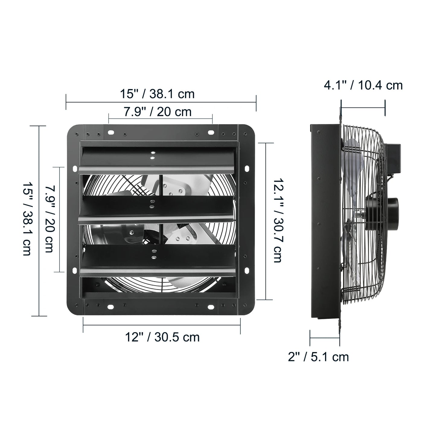 VEVOR Shutter Exhaust Fan Adjustable 10 Speed EC Motor