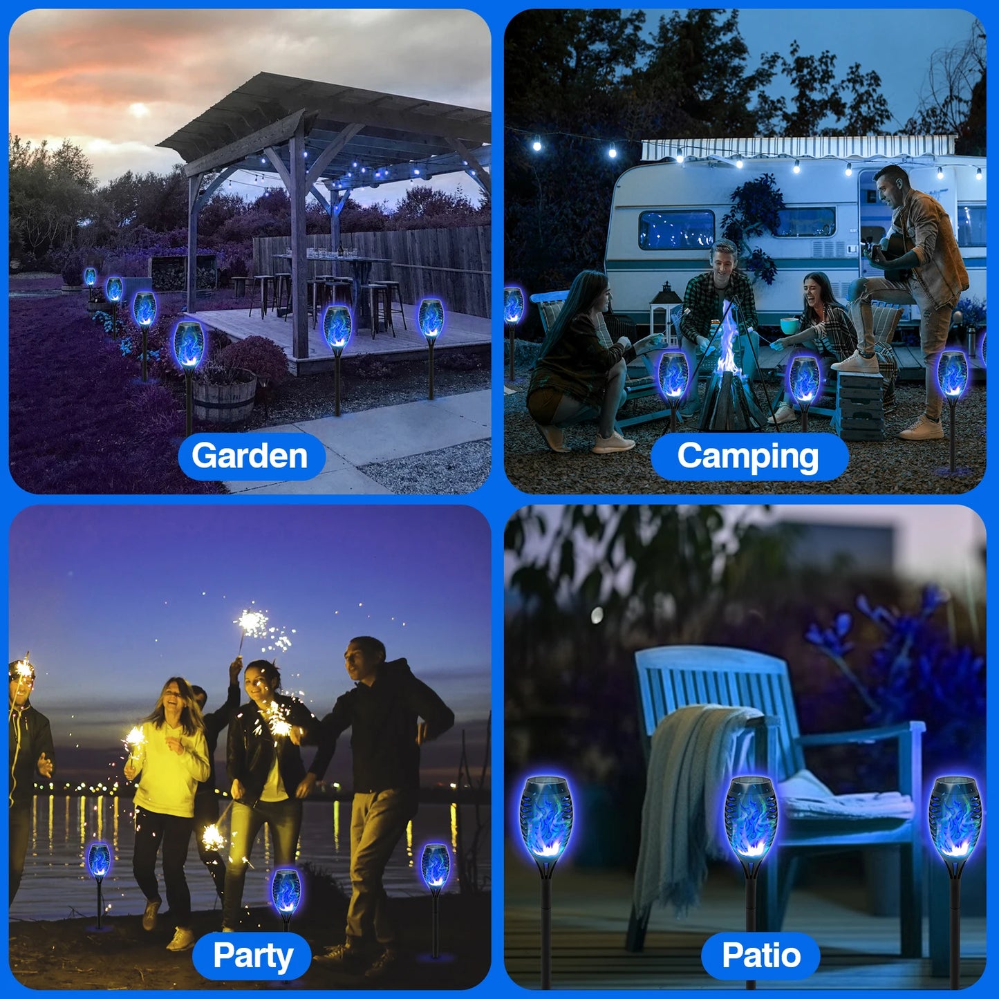 8 Pack Outdoor Solar Torch Lights Flickering Flame Waterproof Decor