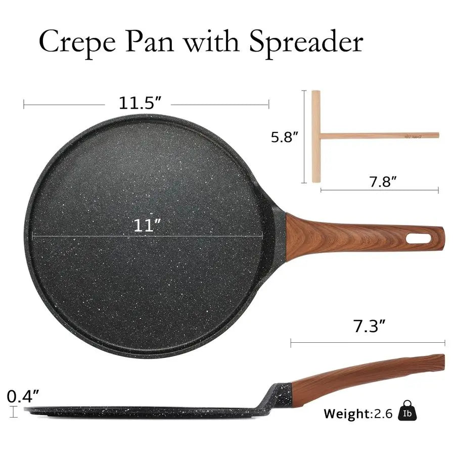 Crepe Pan With Spreader Nonstick Granite Coating Induction Compatible