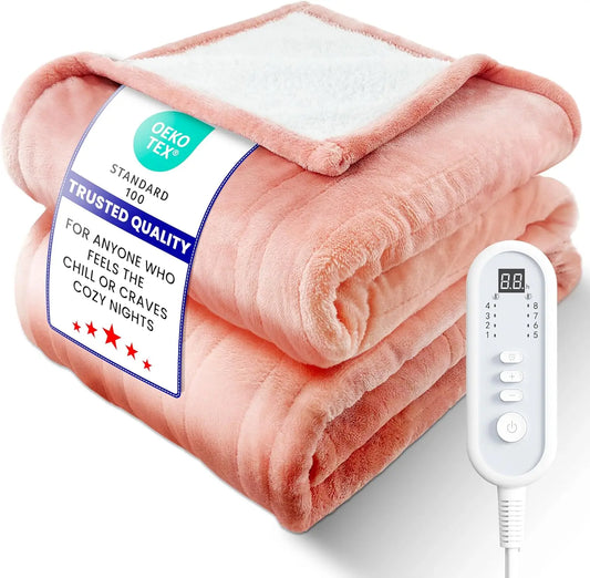 Electric Heated Blanket With Auto Off Timer And 8 Settings