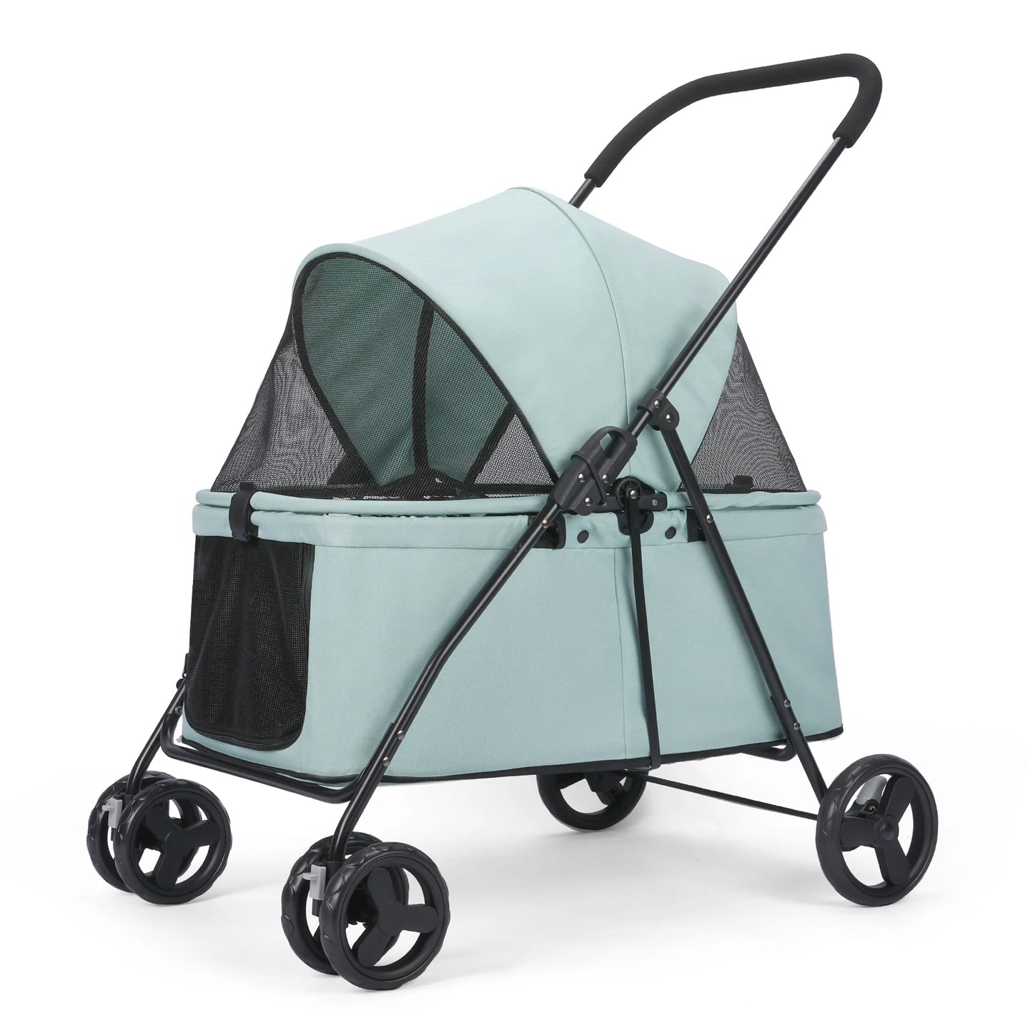 Wedyvko 80 Lbs Pet Stroller Four Wheel Brakes Rotating Front Wheel