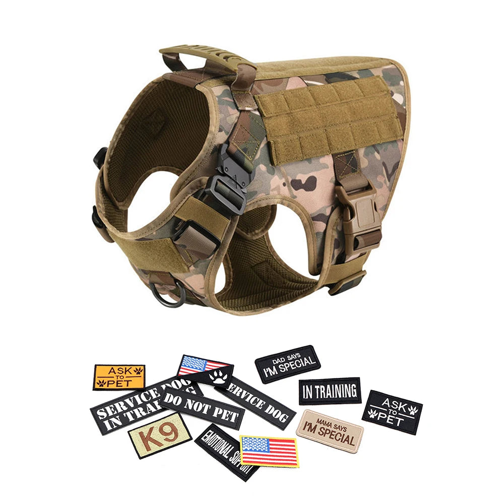 PETRAVELCN Military Dog Harness Vest Set For Malinois Training
