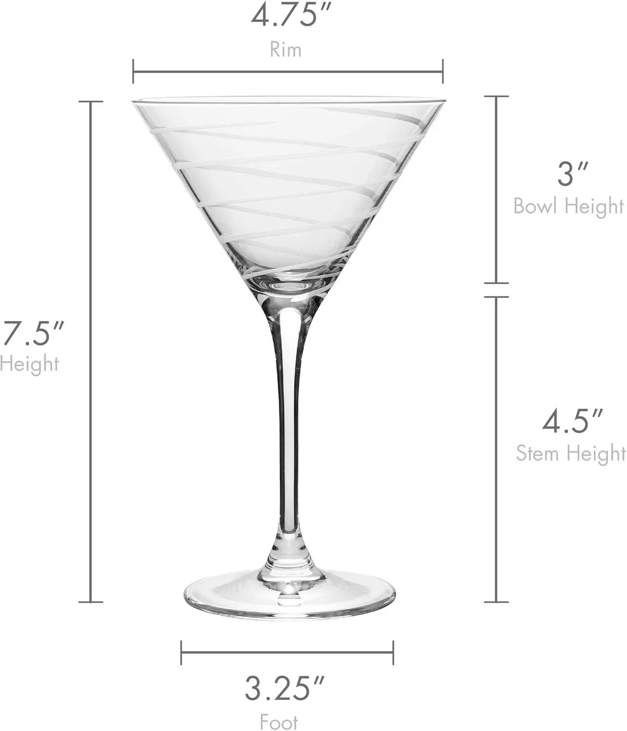 Martini Glasses Set of 4 With Elegant Etched Designs