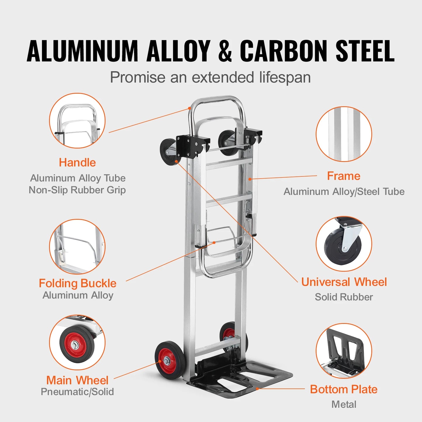 SucceBuy Folding Hand Truck 400 Pound Capacity With Wheels