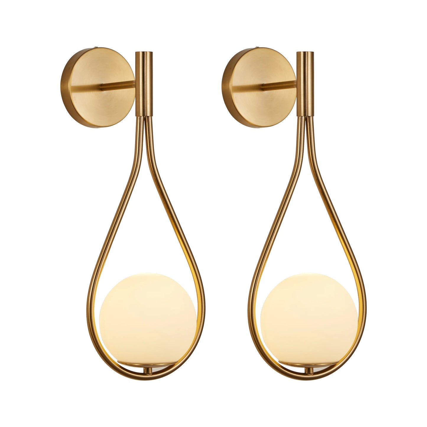 ARLGSITE Set of 2 Modern Wall Sconces Opal Glass Globe