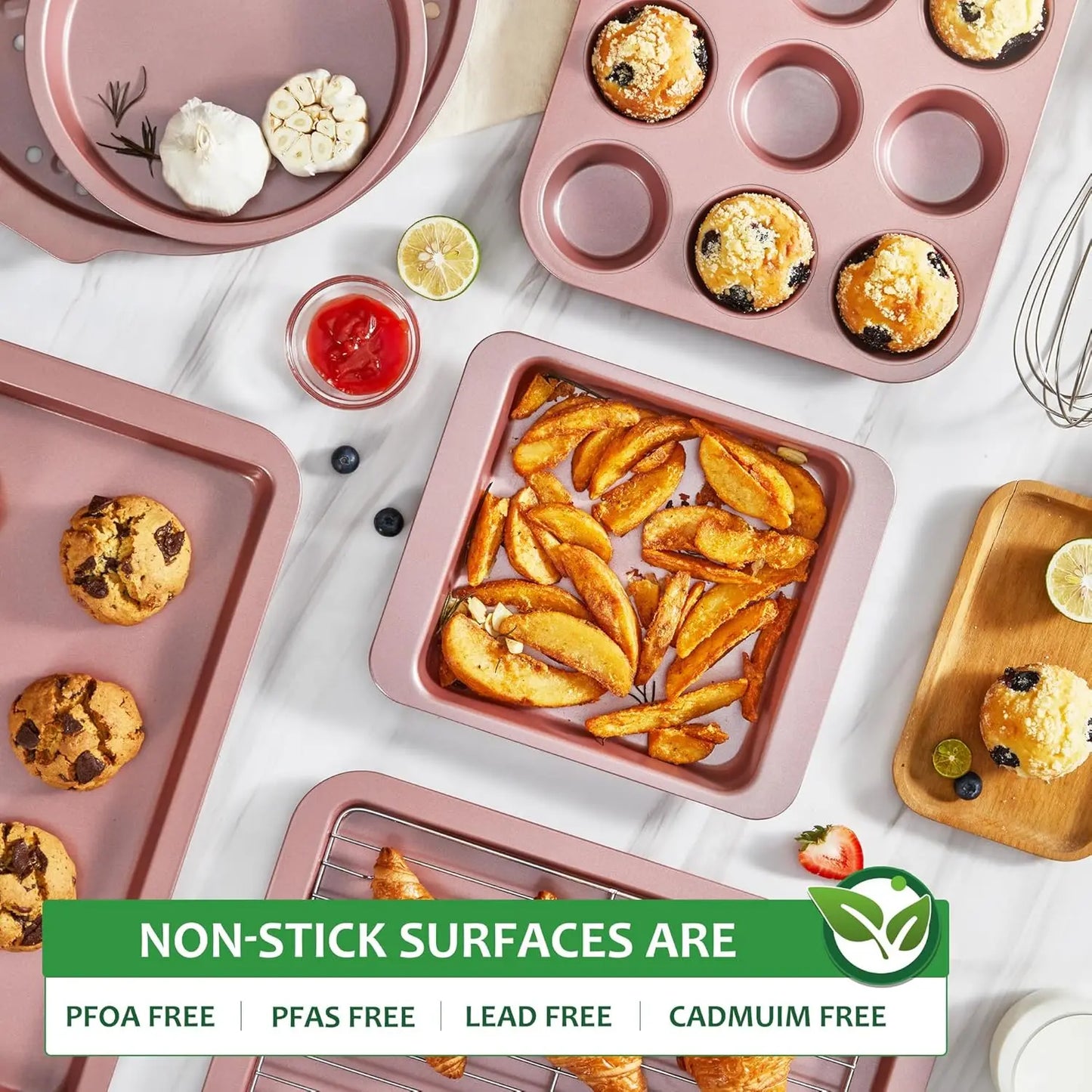 Nonstick Baking Pan Set With Cooling Rack And Bakeware