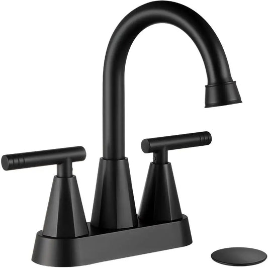 Centerset Two-Handle Bathroom Faucet With Pop Up Drain And Hoses