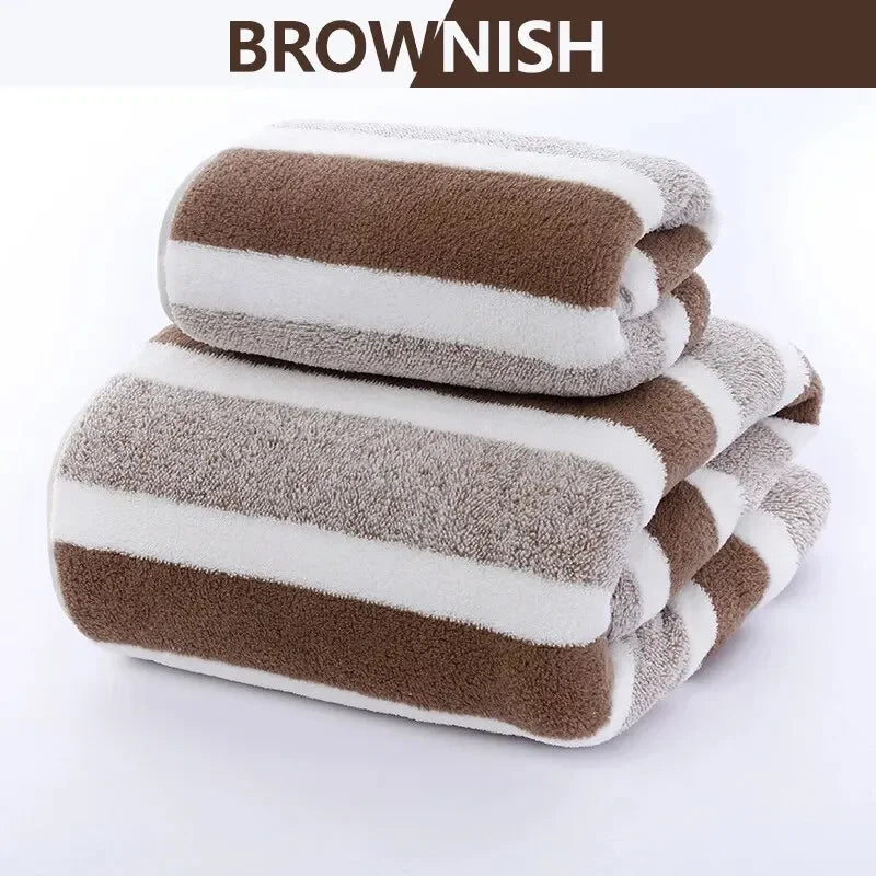 NONECN Striped Towel Set Quick Drying Absorbent Bath Towels