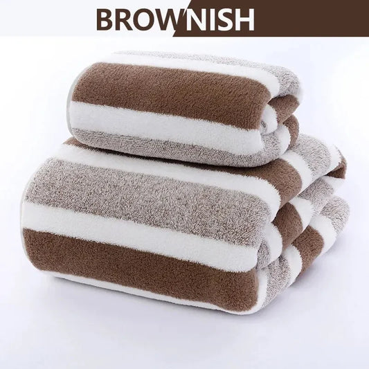 NONECN Striped Towel Set Quick Drying Absorbent Bath Towels