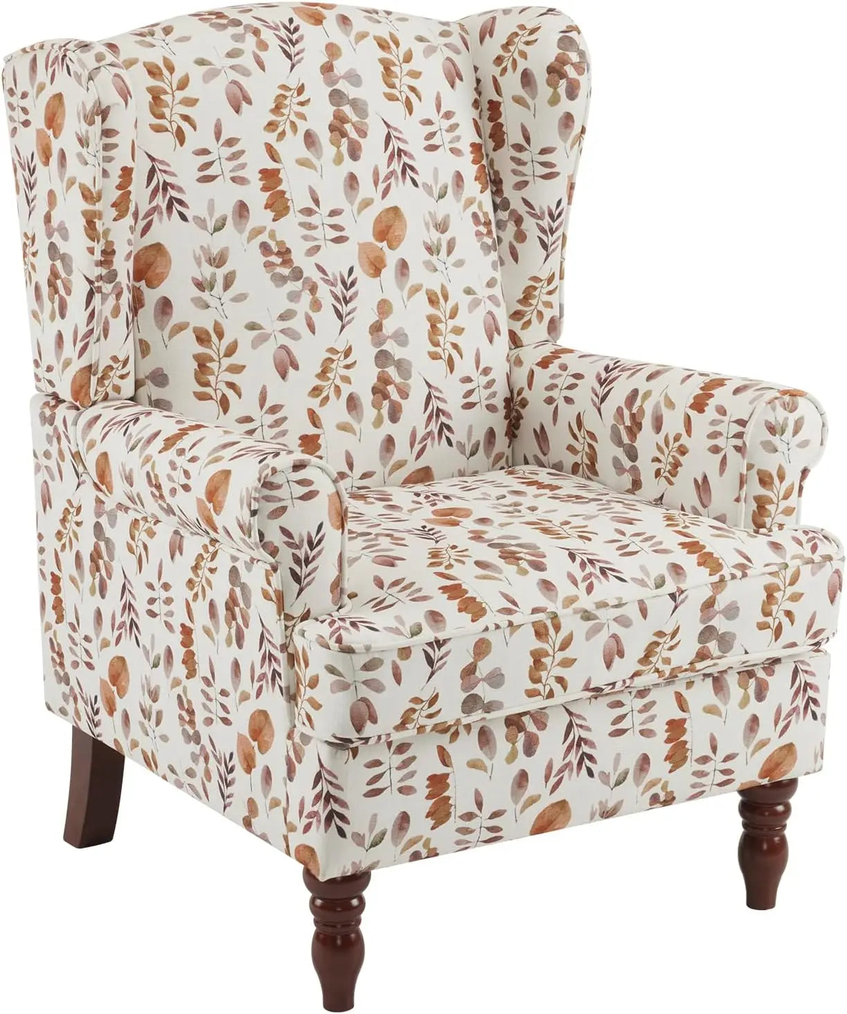 Floral Accent Chair High Back Upholstered Armchair For Living Room