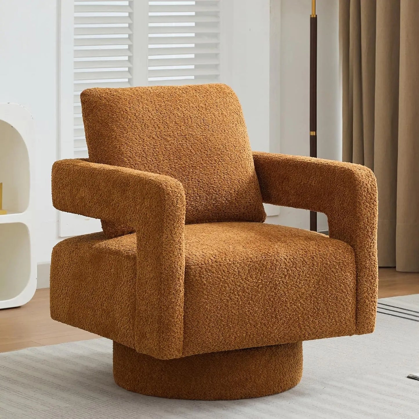 Upholstered Swivel Accent Chair Set Of 2 Open Back Barrel Chair