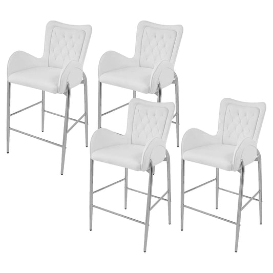 Luxury Velvet Bar Stools Set Of Four With Gold Metal Legs Counter Height