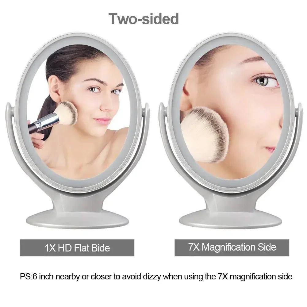 Makeup Mirror With Light Double Sided 1x 7x Magnification