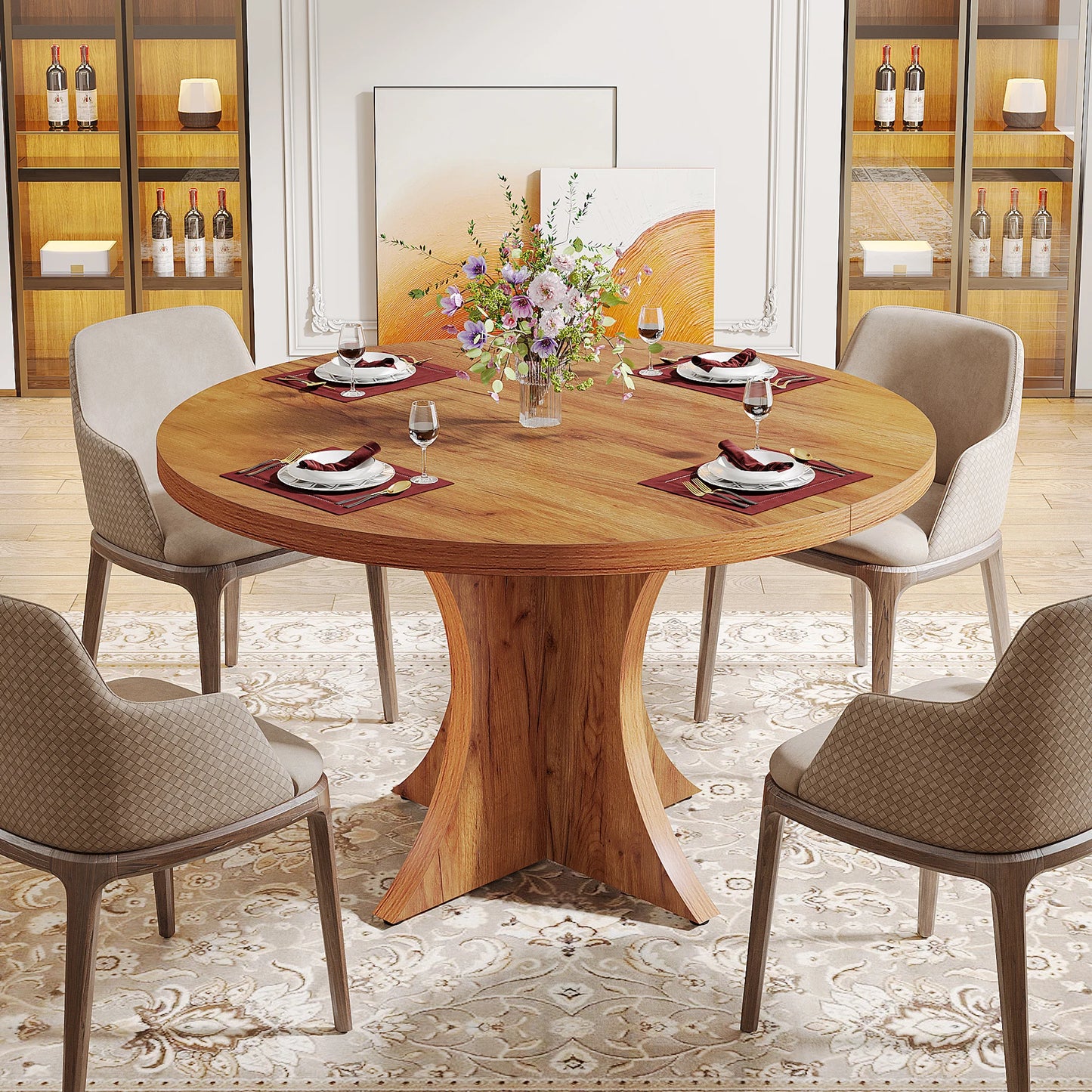 Tribesigns Round Dining Table For Four To Six People