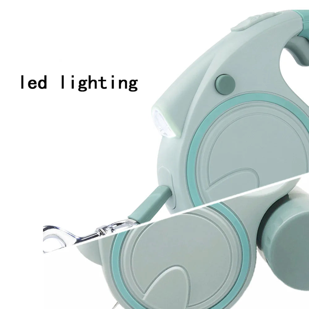 NONECN Led Lights Retractable Dog Leash With Garbage Bag Holder