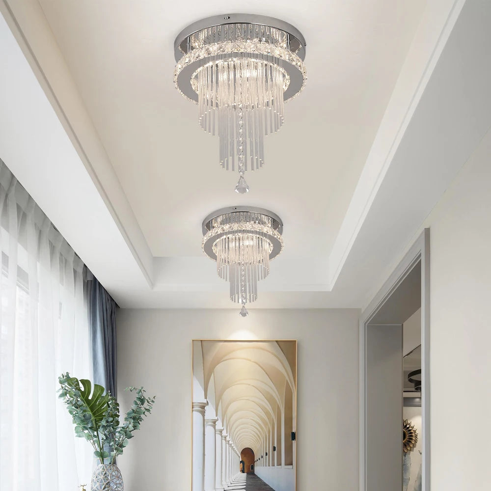 DECKRICO Drop Crystal Pendant Light Chandelier
