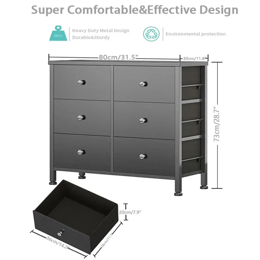 Six-Drawer Dresser for Bedroom with Modern Style and Functional Storage