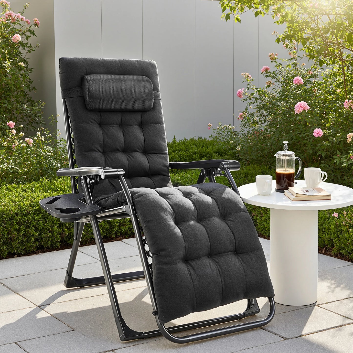 JHK Zero Gravity Portable Recliner Set With Cup Holders