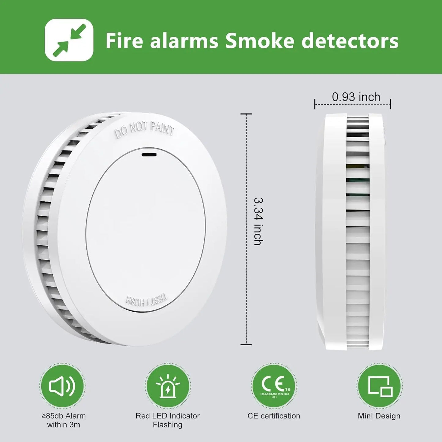 Photoelectric Smoke Alarm with 10-Year Battery Easy Drill Install
