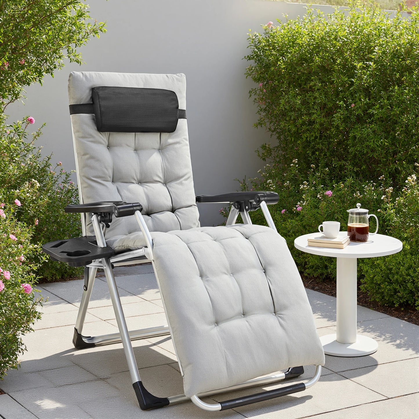 JHK Zero Gravity Portable Recliner Set With Cup Holders