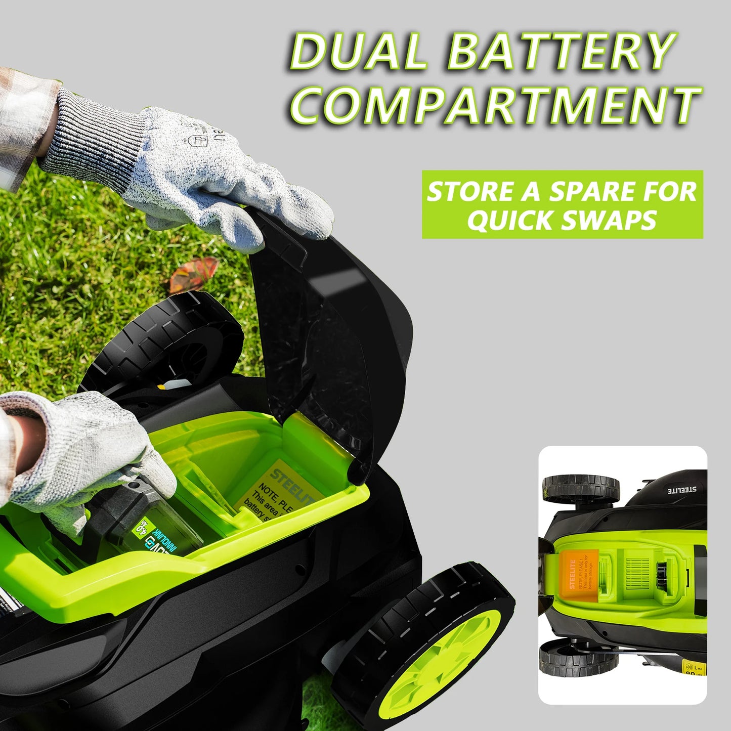 Deli Electric Lawn Mower 2 In 1 Cordless Battery Charger