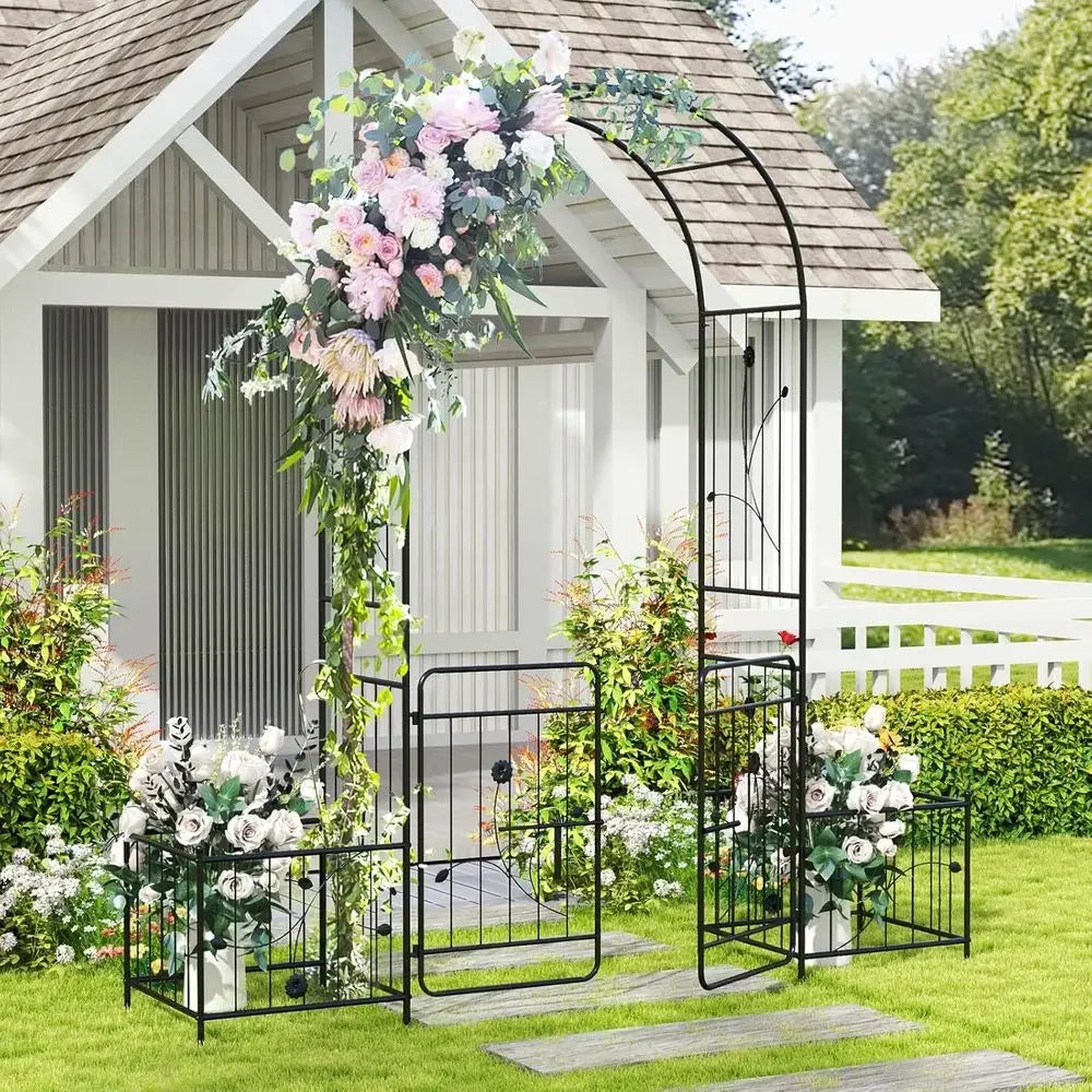 Metal Garden Arbor With Planter Wedding Archway For Outdoor Decor