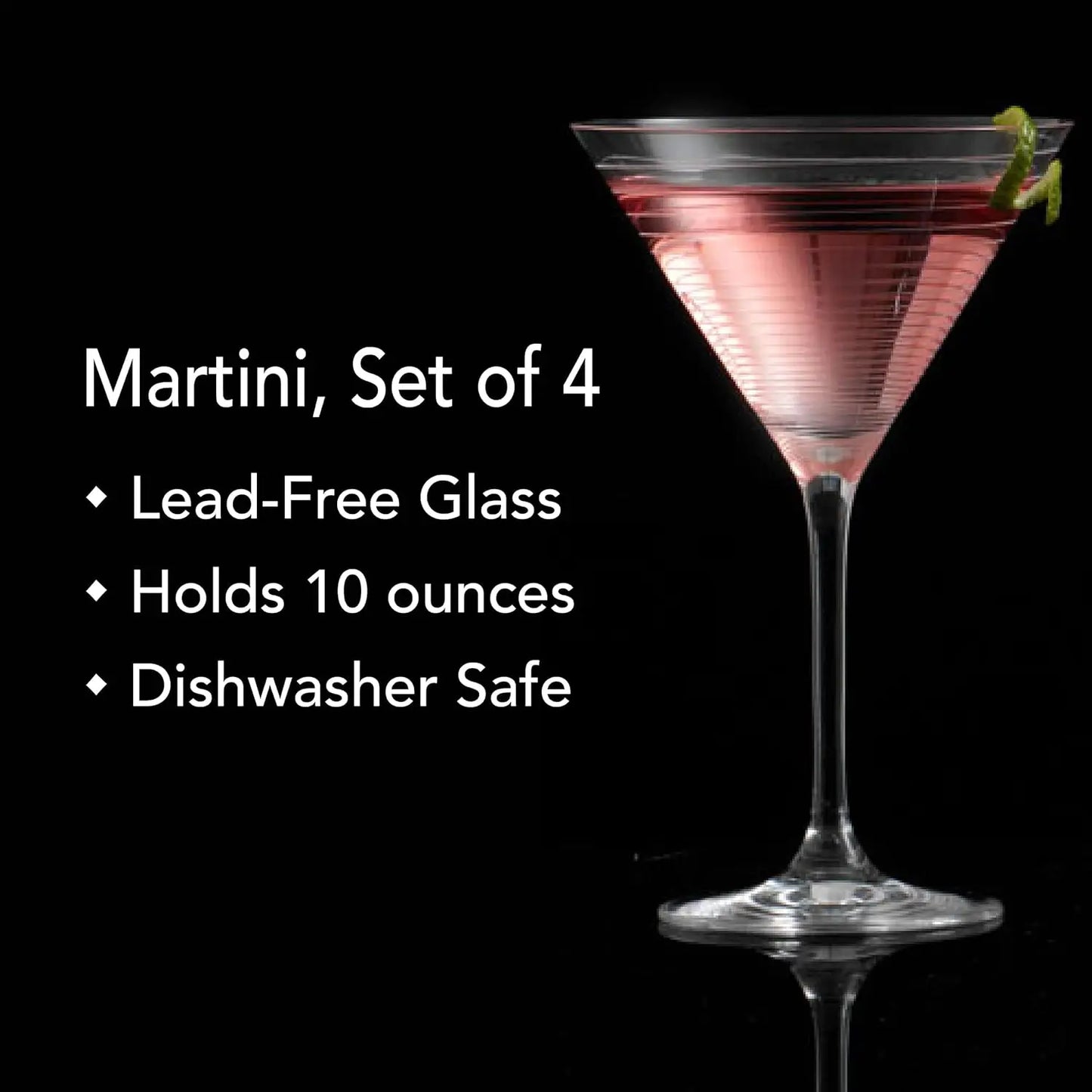 Martini Glasses Set of 4 With Elegant Etched Designs