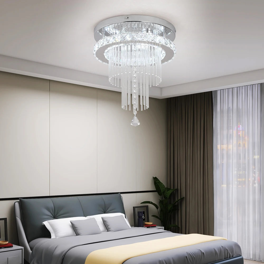 DECKRICO Drop Crystal Pendant Light Chandelier