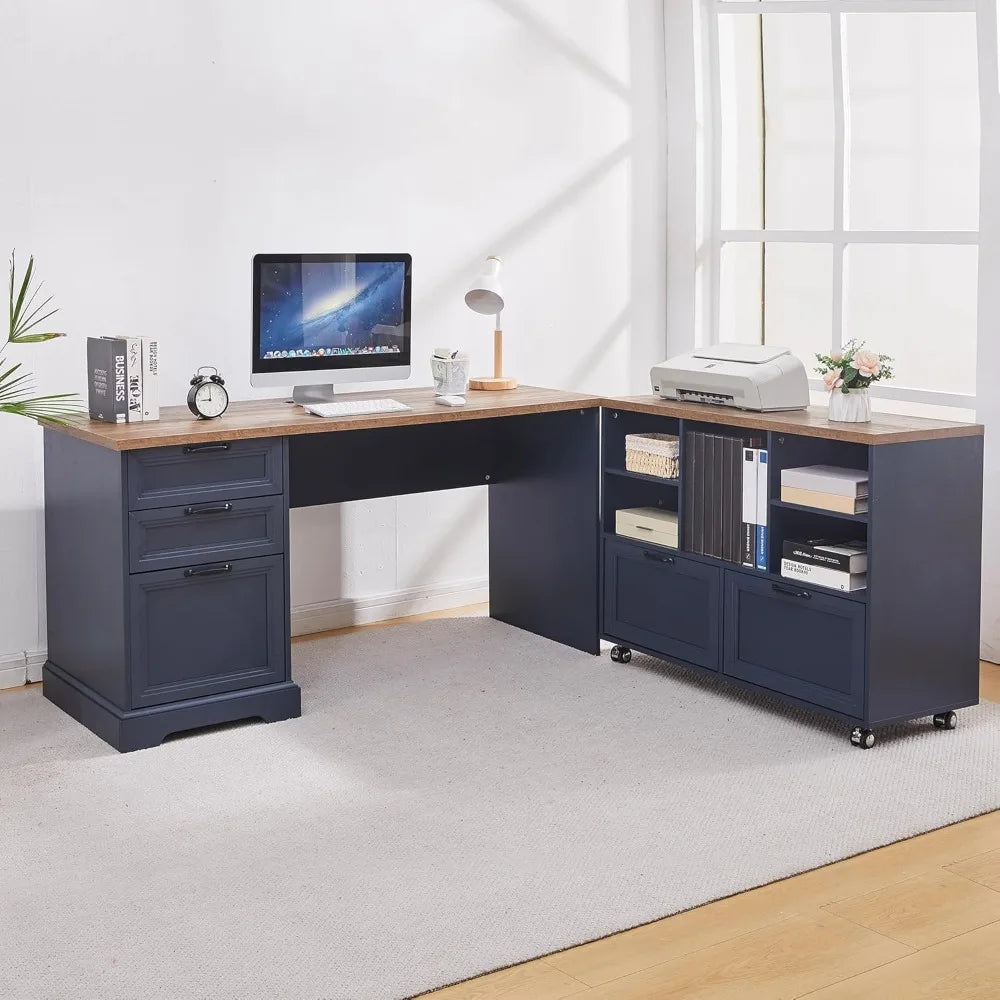 XIAOLANG L-Shaped Executive Desk With Adjustable File Cabinet For Office