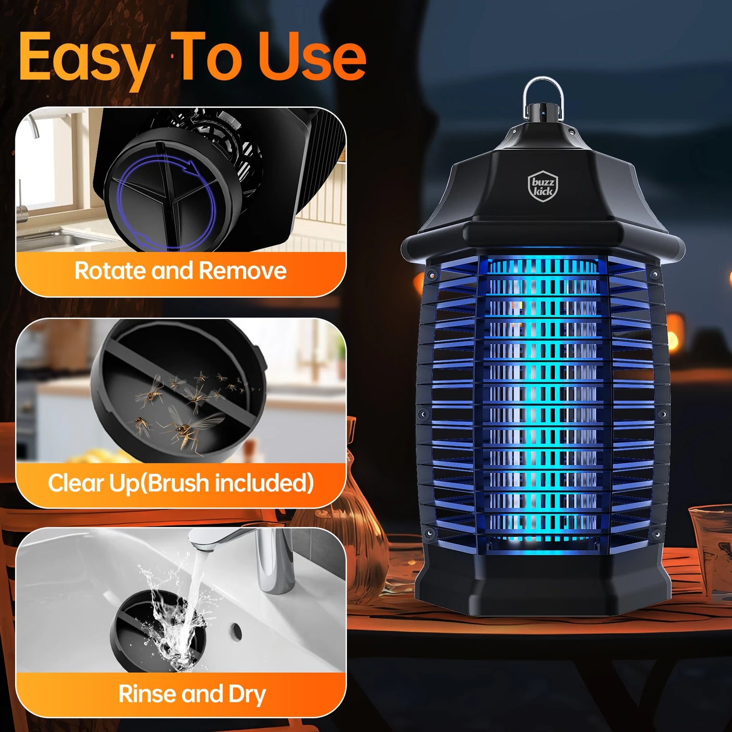 Electric Bug Zapper Indoor Outdoor Insect Killer Waterproof 8W 120V