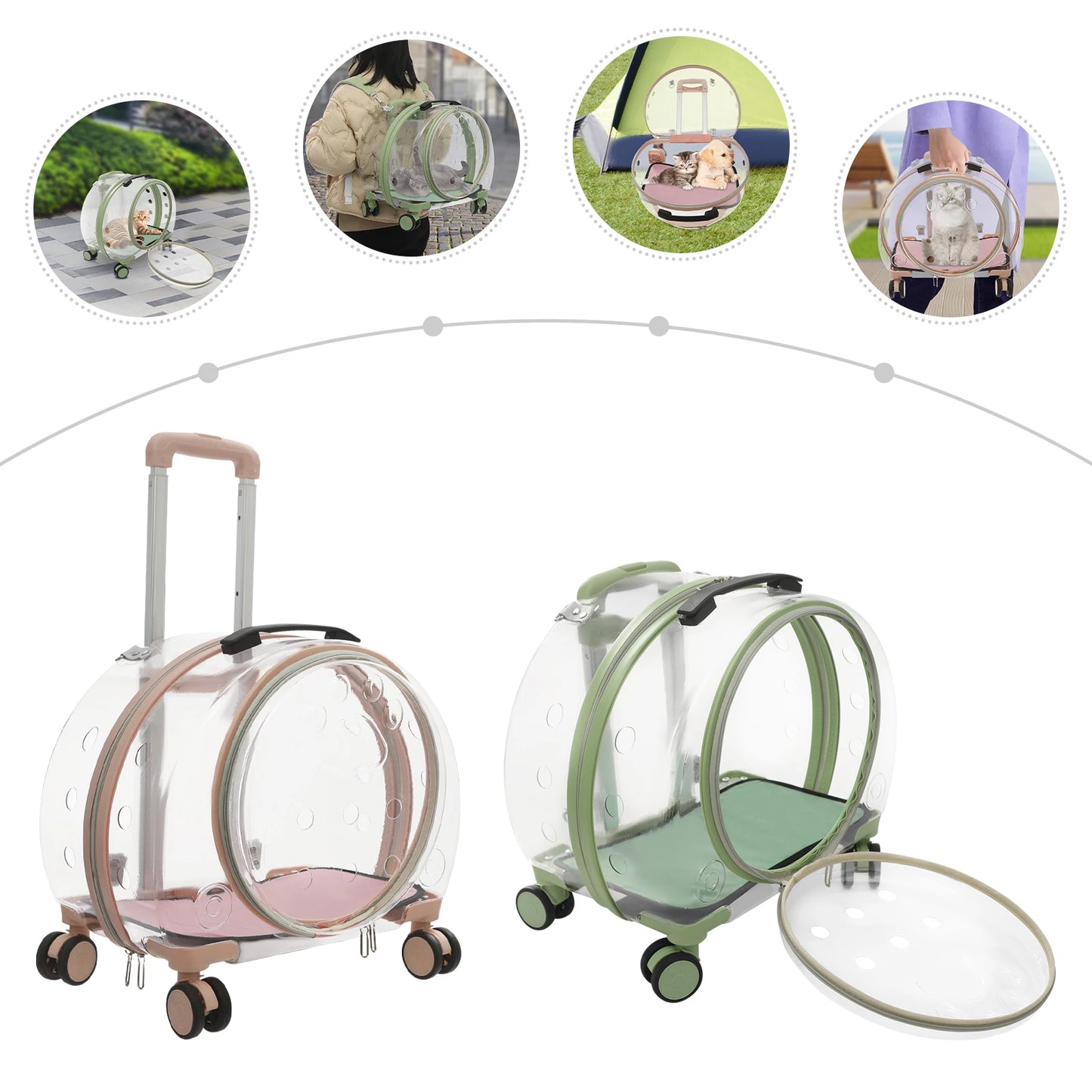 Breathable Cat Carrier With Rolling Wheels