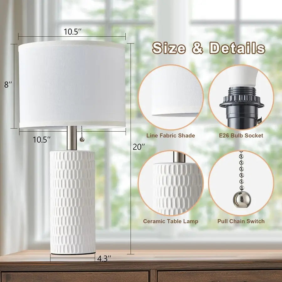 Elegant Bedside Table Lamps Set Of 2 For Bedroom Decor