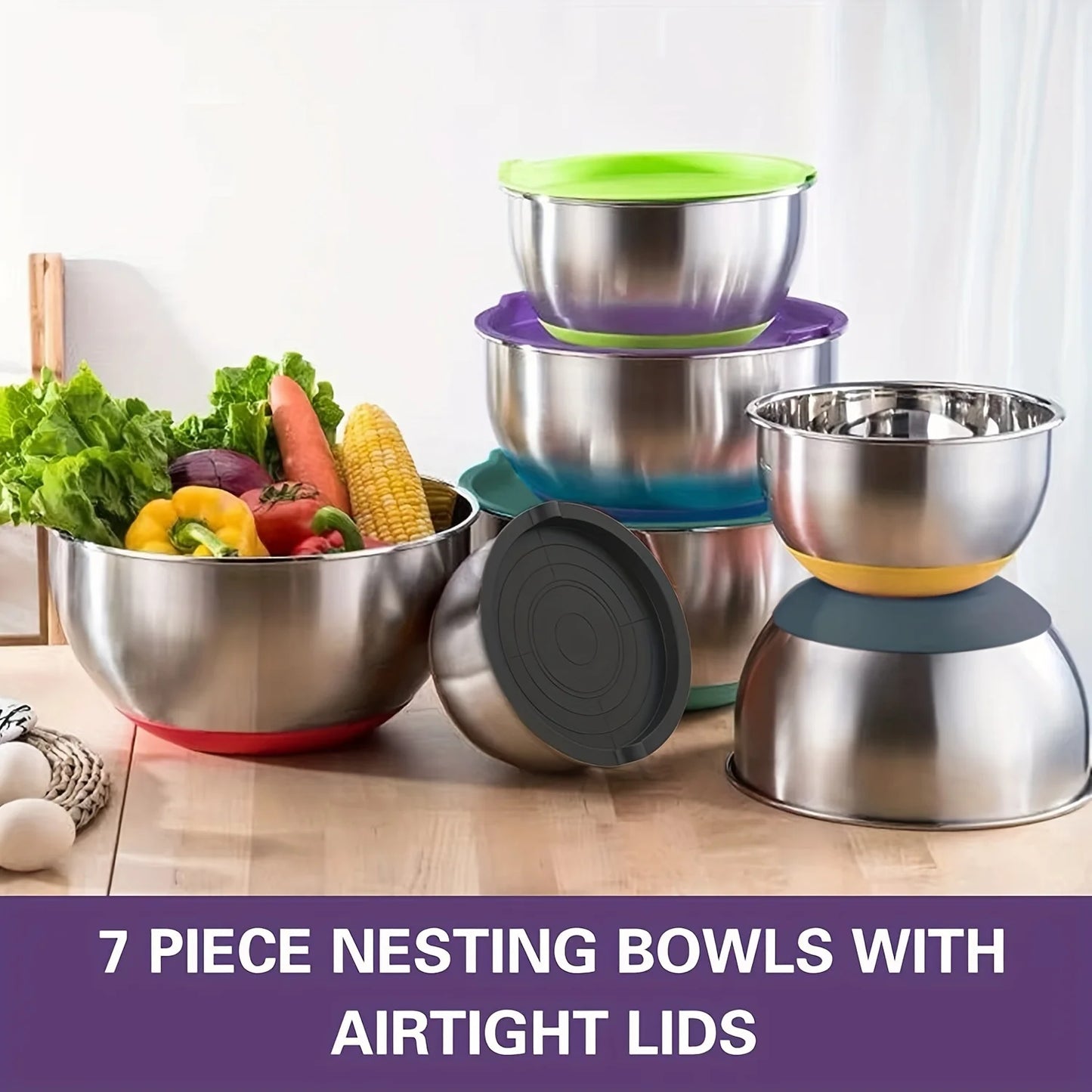 20 Piece Stainless Steel Mixing Bowls With Airtight Lids
