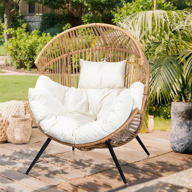 PE Rattan Wicker Egg Chair With Cushion Outdoor Patio